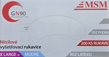 MSM GN90, jednorázové rukavice nitrilové, modré, 200ks, vel.XL