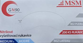 MSM GN90, jednorázové rukavice nitrilové, modré, 200ks, vel.M