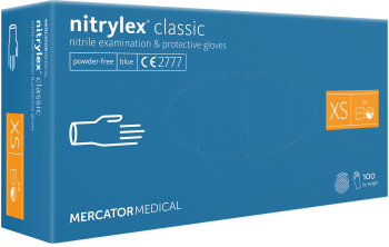 Mercator nitrylex® Classic jednorázové rukavice nitrilové, modré, 100ks, vel.XS