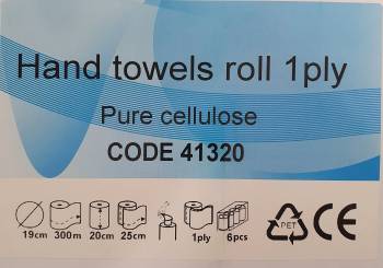 Papírové ručníky v roli se středovým odvíjením, 1 vrstvé, celulóza, 300m, 6ks