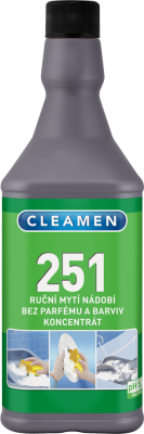 CLEAMEN 251 ruční mytí nádobí,koncentrát,bez parfému a barviv, 1L